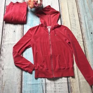 Victoria's Secret RED Velvet Track Jogging Suit